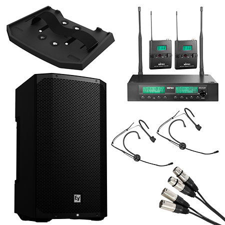 Pack autonome Everse 12 Black + 2 Micros Serre-tête sans fil Electro-Voice