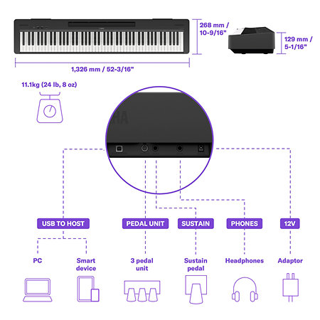 Pack P-145 BT + Stand + Banquette + Casque Yamaha