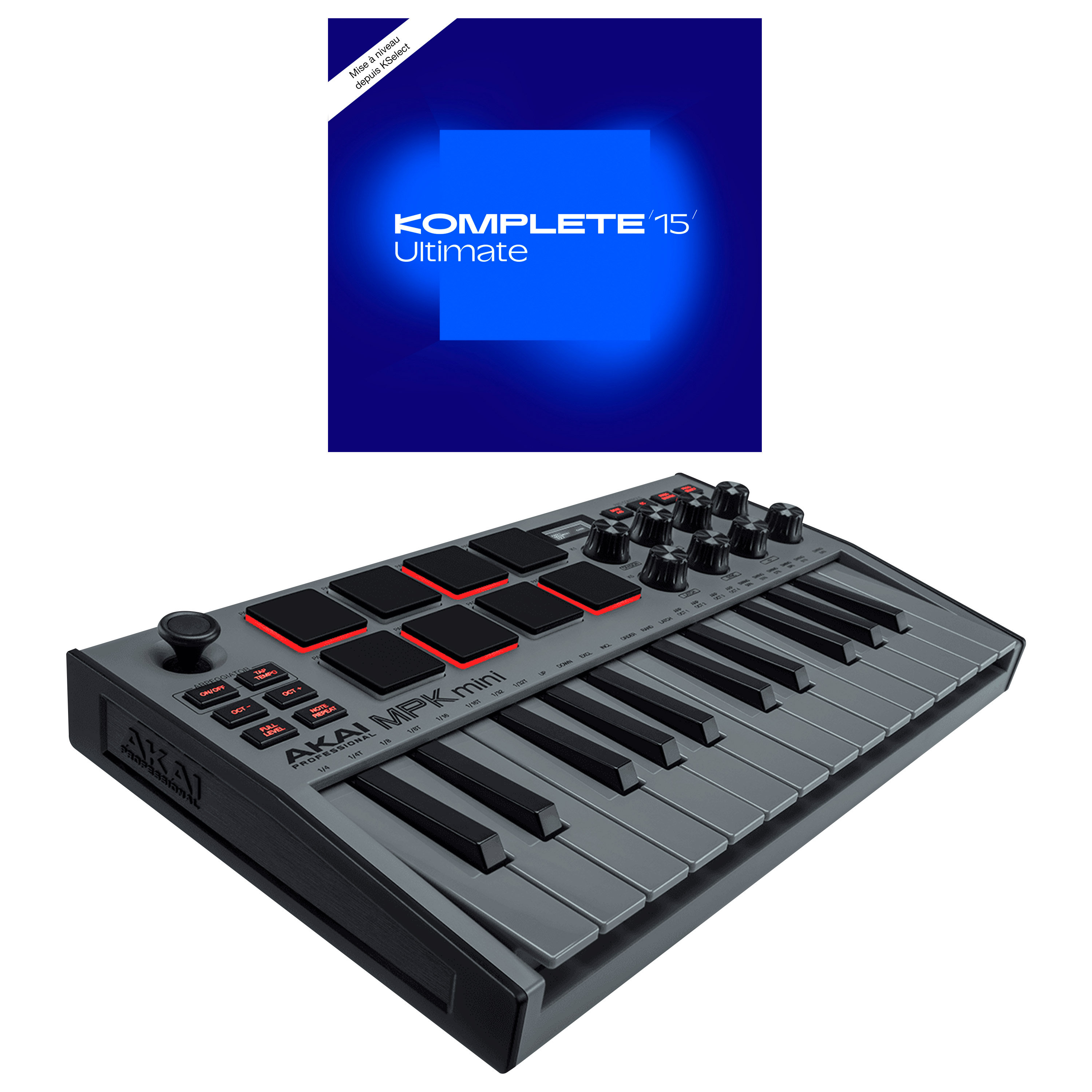 Akai MPK Mini Mk3 Grey + Komplete 15 Ultimate upgrade