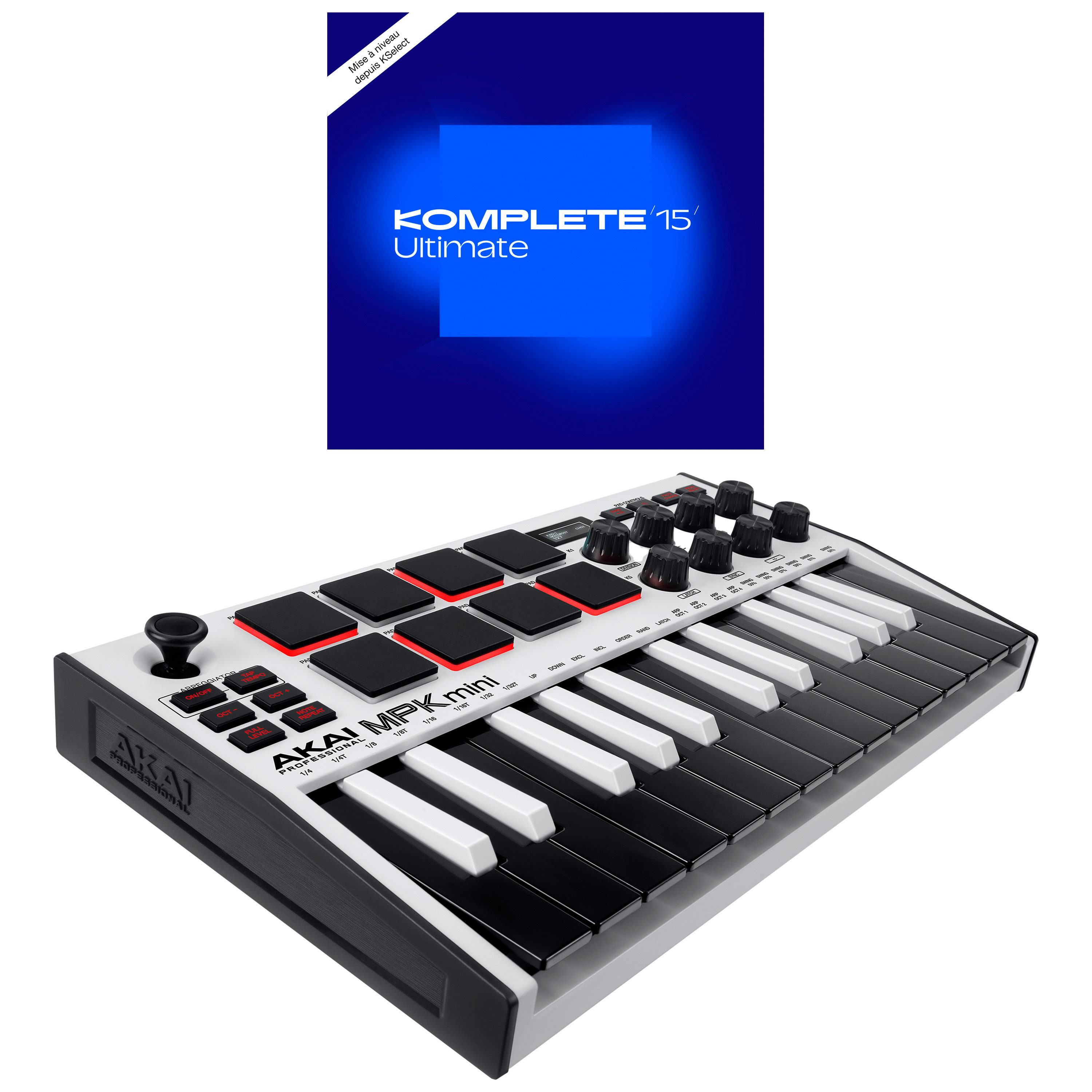 Akai MPK Mini Mk3 White + Komplete 15 Ultimate upgrade
