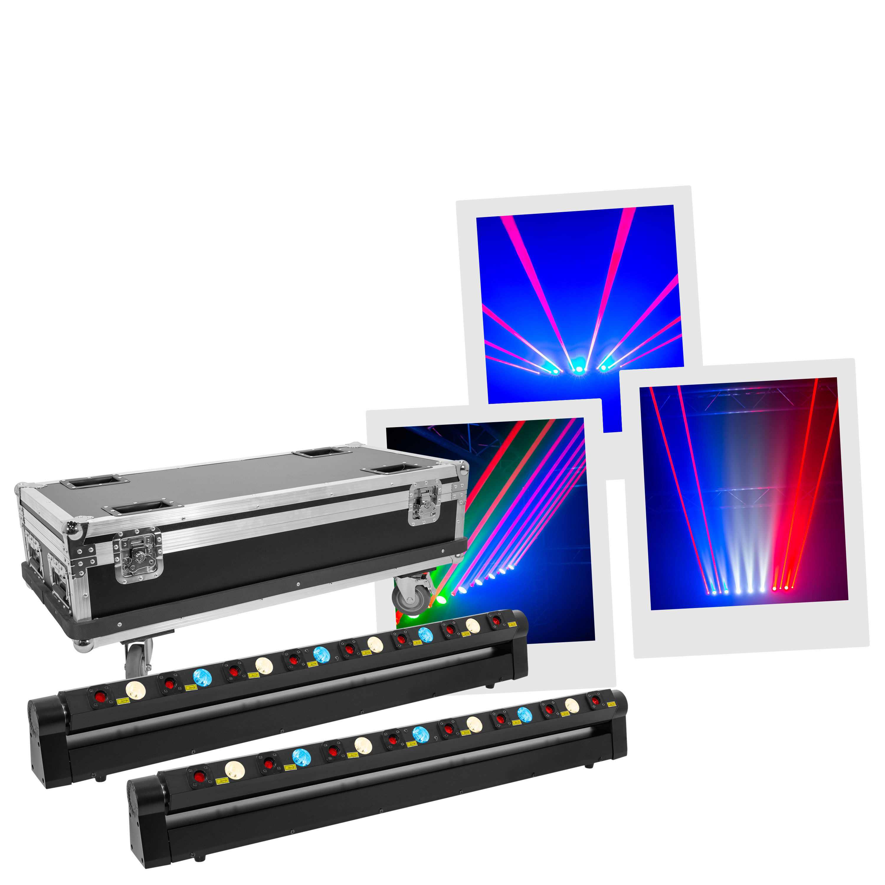 Evolite Pack LASER Bar 8X500 Red (la paire) + Flight case
