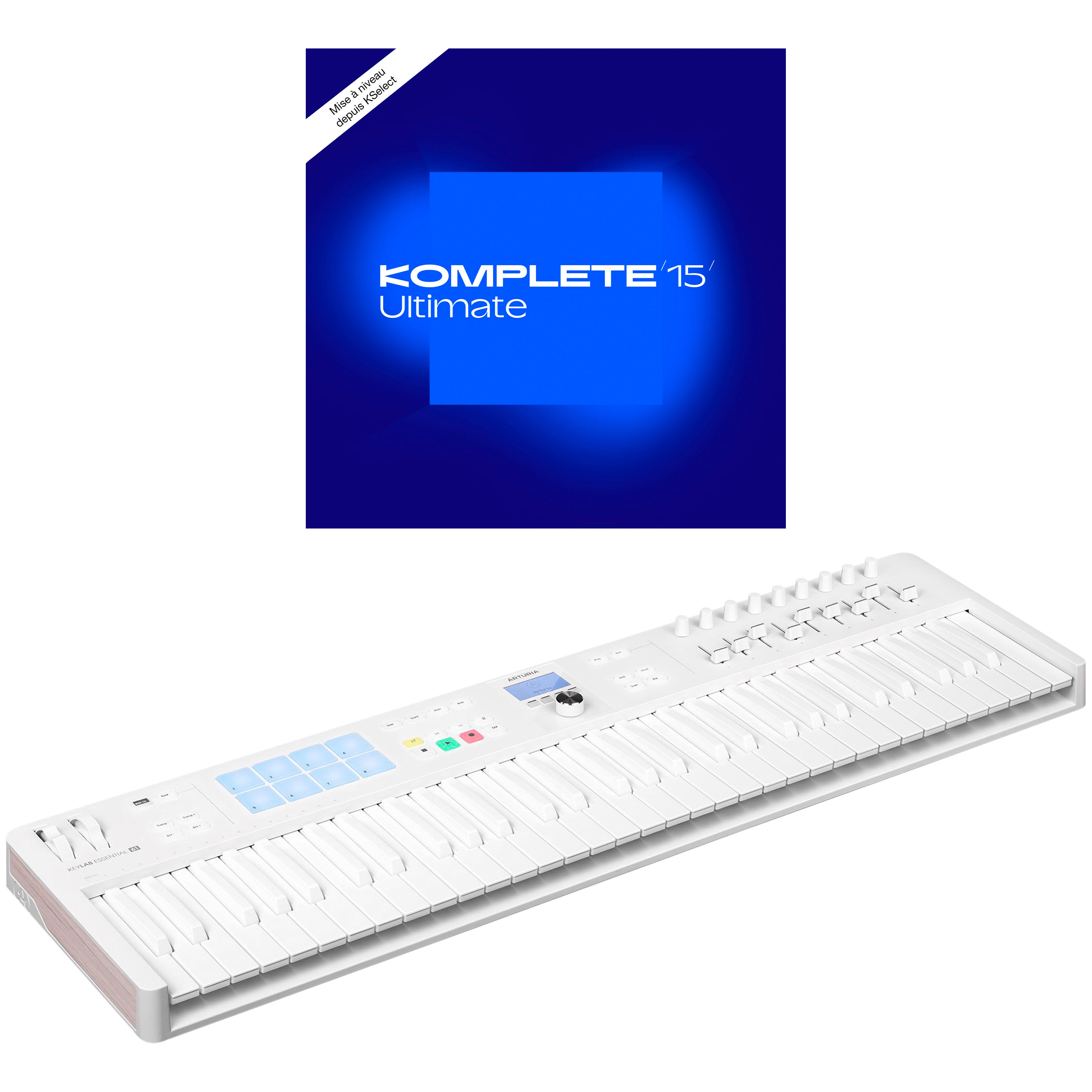 Arturia KeyLab Essential MK3 61 Alpine White + Komplete 15 Ultimate upgrade