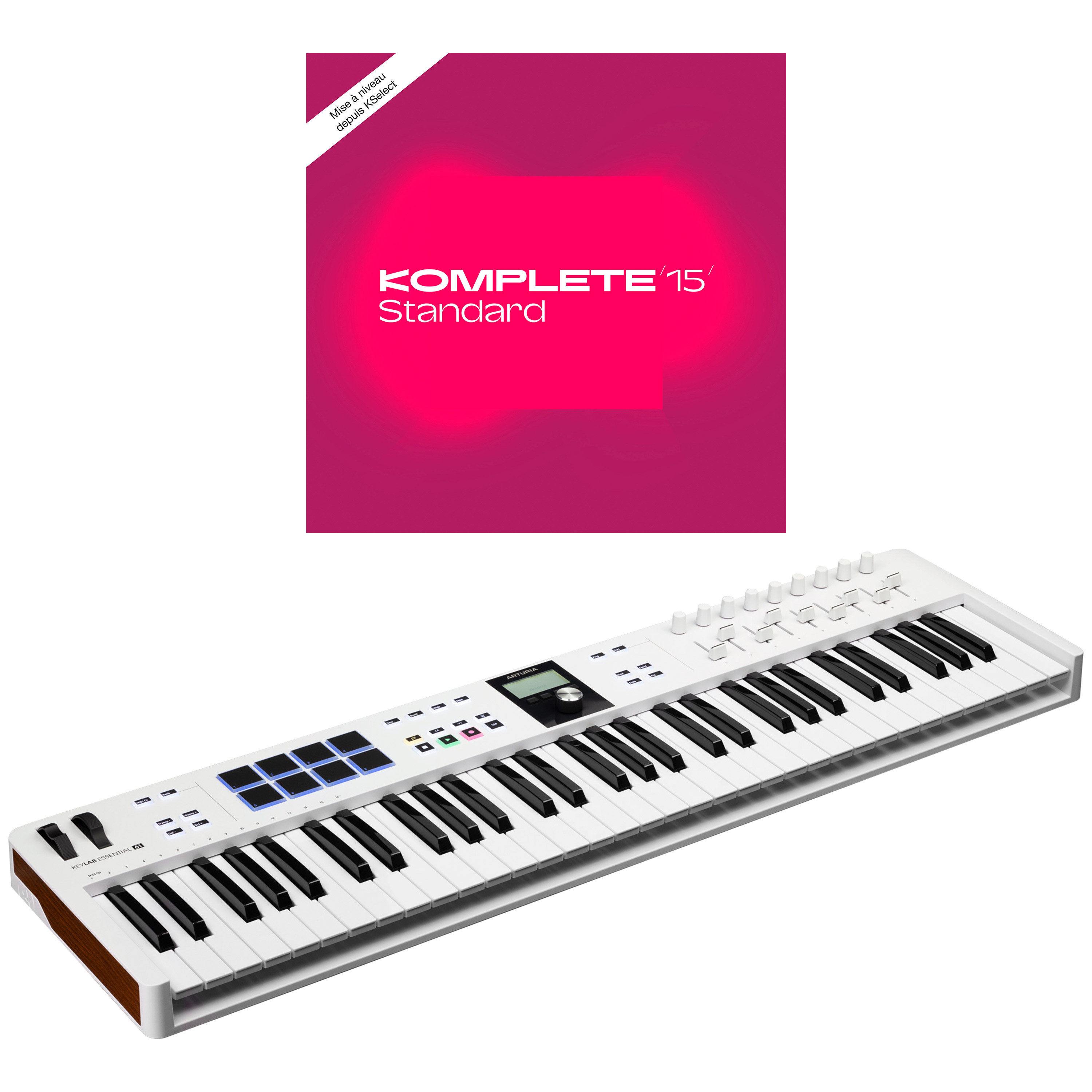 Arturia KeyLab Essential MK3 61 White + Komplete 15 Standard Upgrade