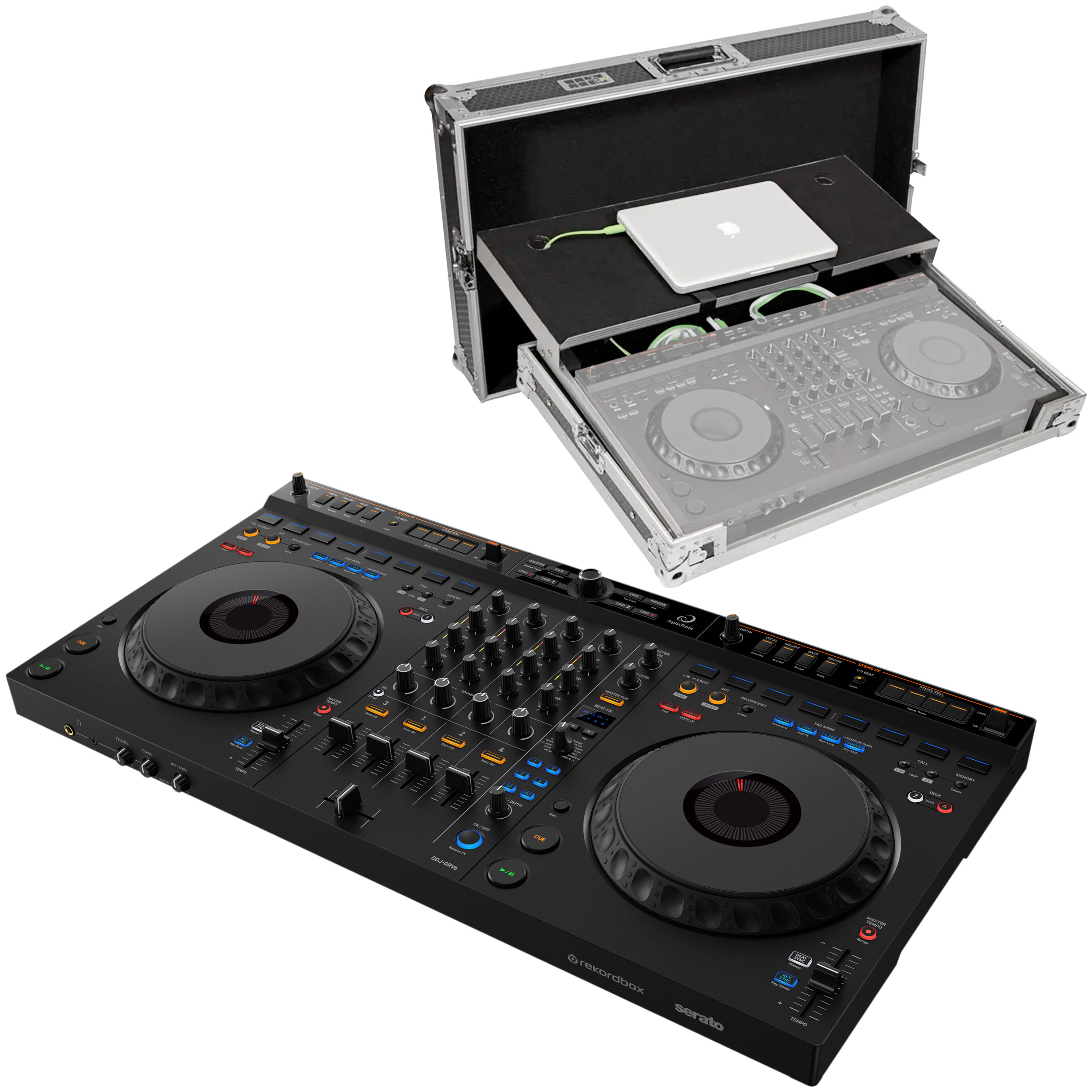 Pioneer DJ Pack DDJ-GRV6 + Flight Case Silver