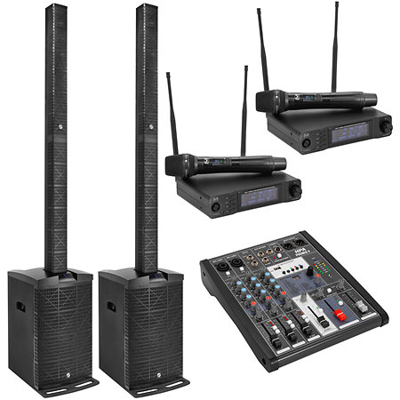 Pack Tower 12 (la paire) + 2 Micros sans fil + Console Elokance