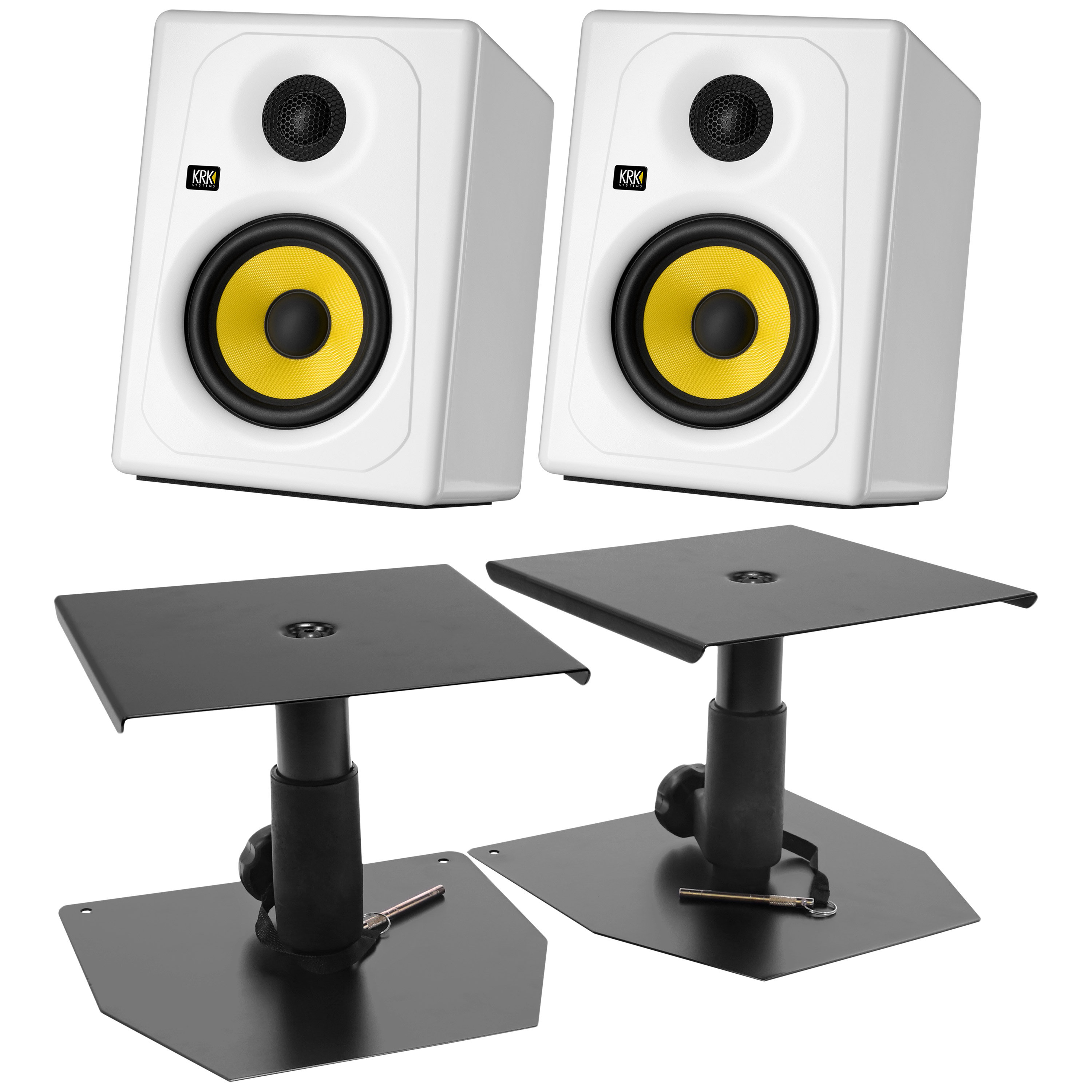 Krk Kreate 5 White + Supports bas (La paire)
