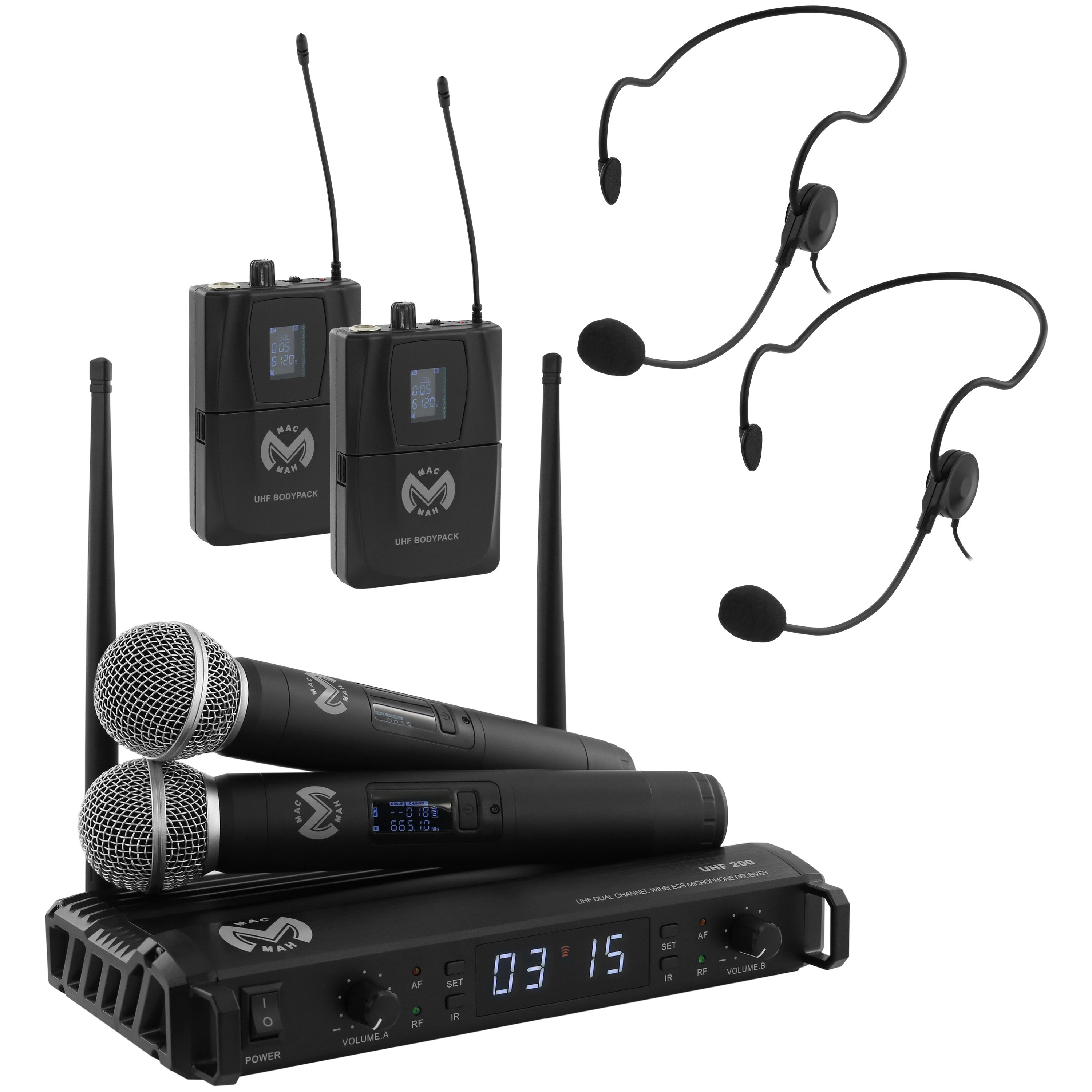Mac Mah Pack UHF 200 M + Micro serre-tête (la paire)