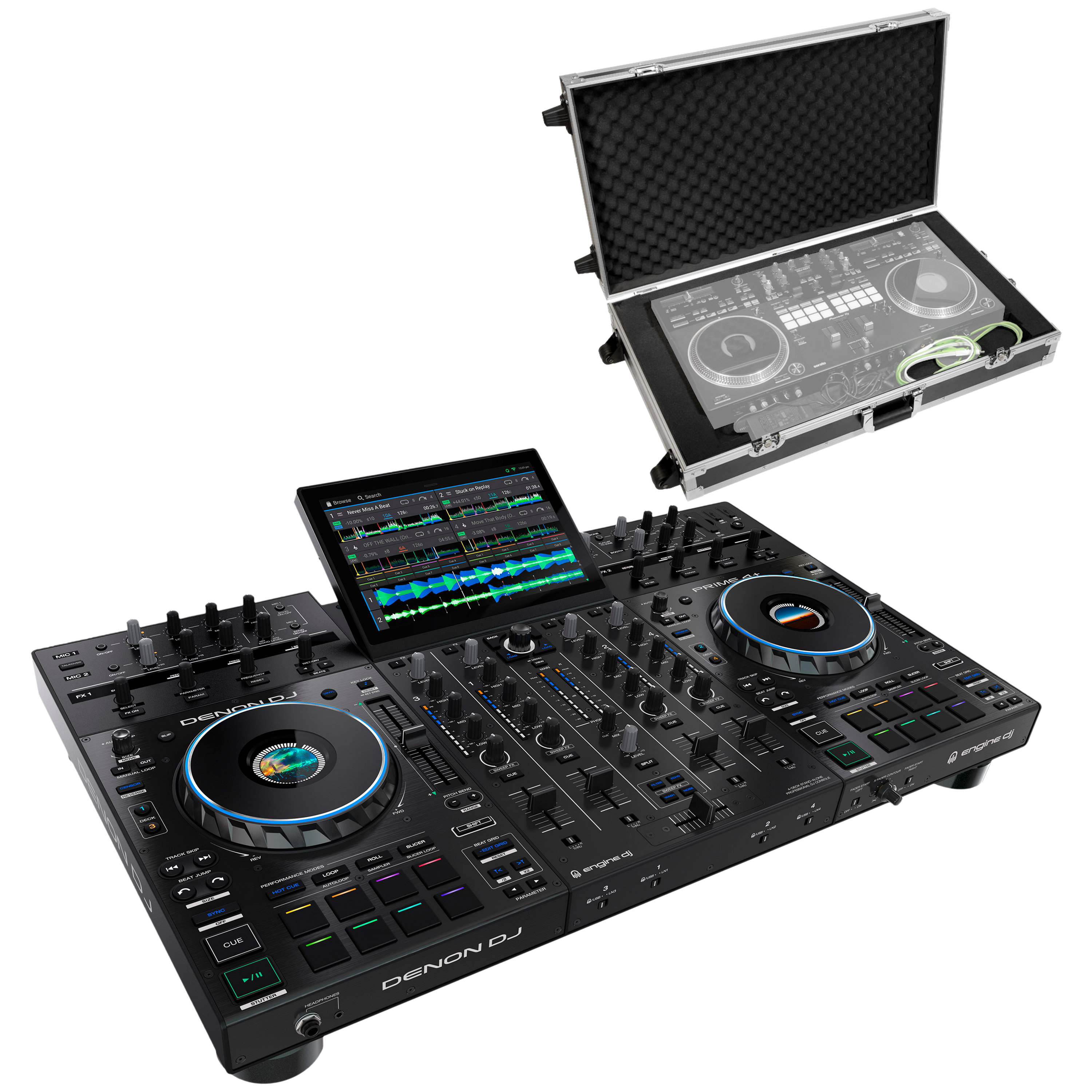 Denon DJ Pack Prime 4+ + Flight Contol Silver