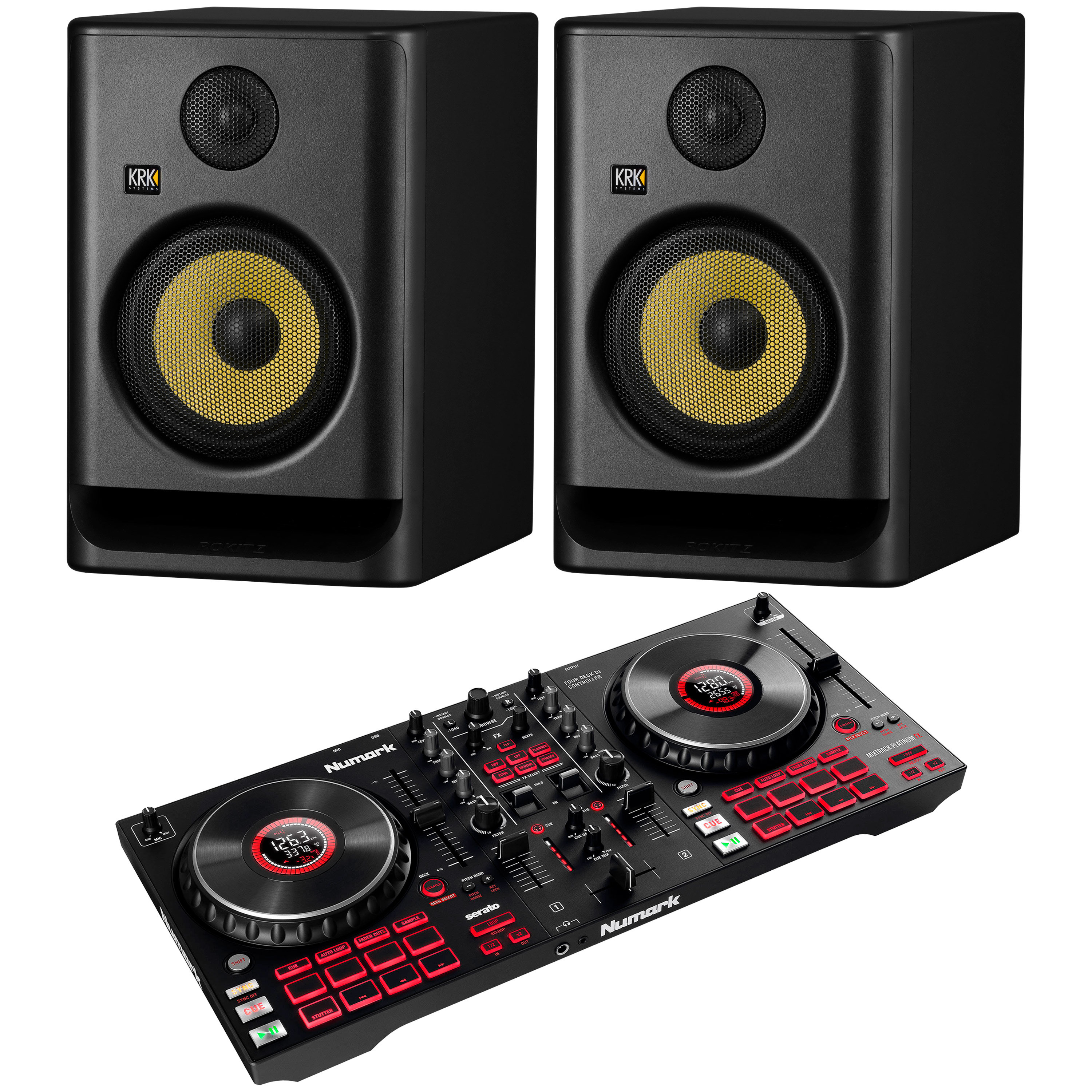 Numark Pack Mixtrack Platinum FX + Enceinte Rokit RP7 G5 (la paire)