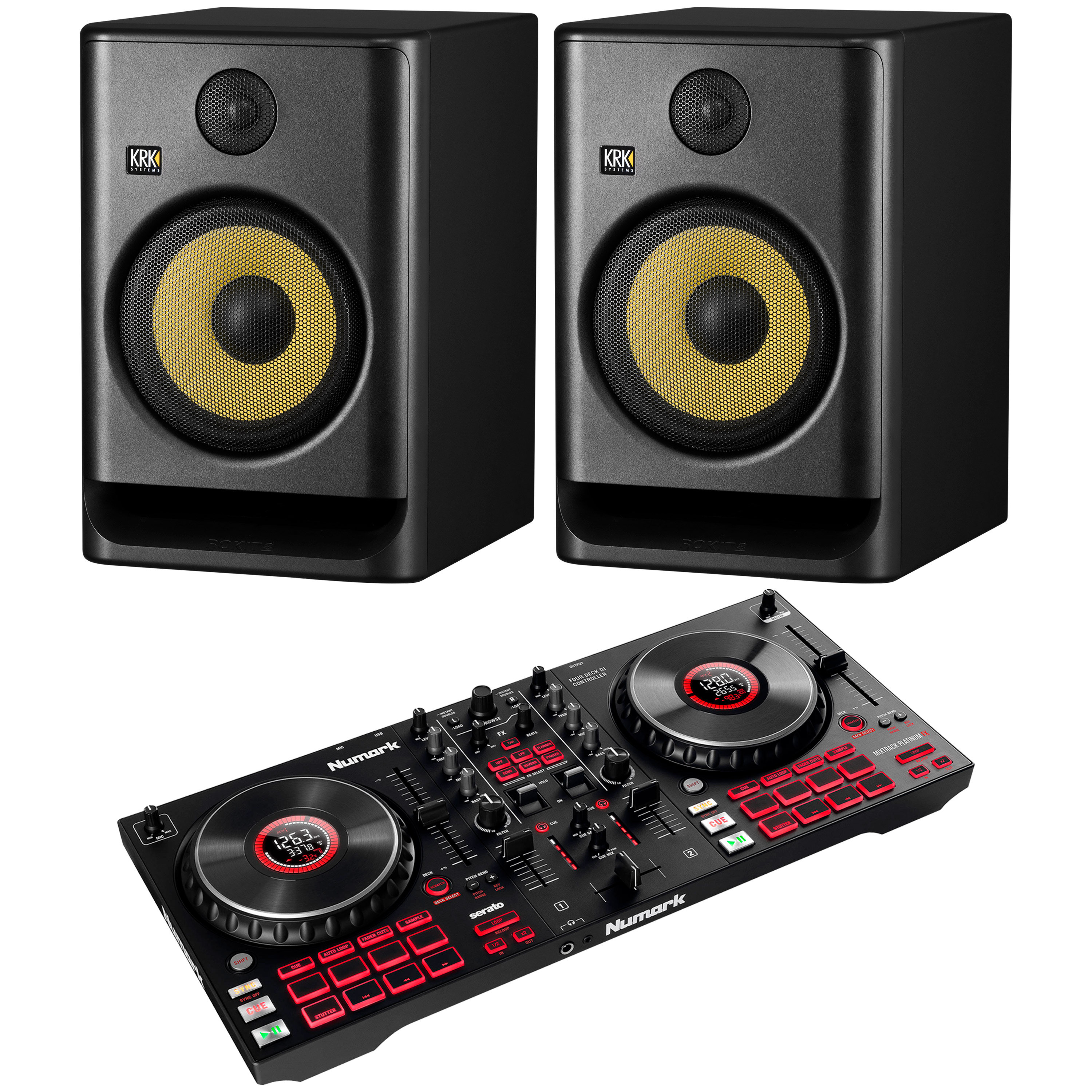 Numark Pack Mixtrack Platinum FX + Enceinte Rokit RP8 G5 (la paire)