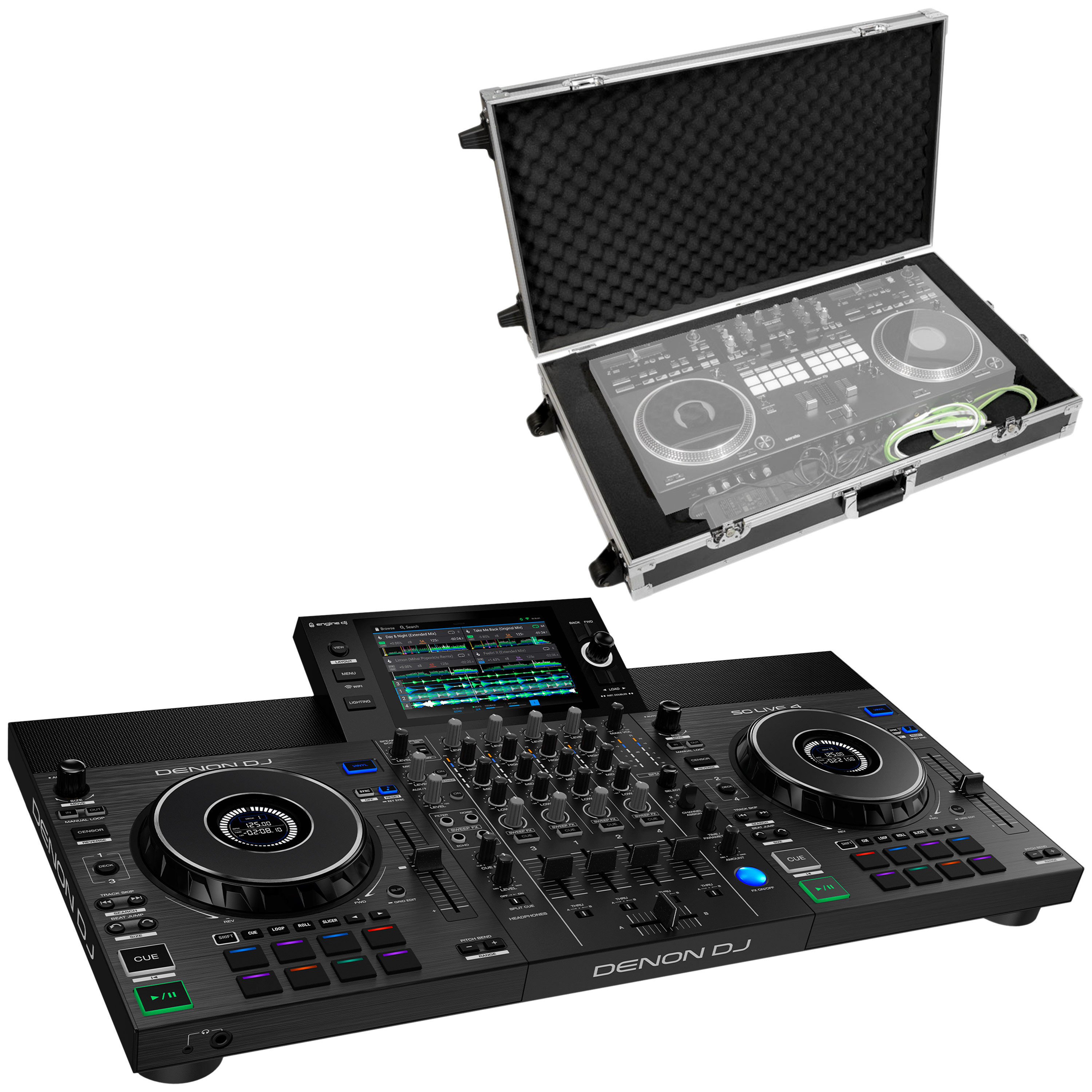 Denon DJ Pack SC Live 4 + Flight case XL XZ RX3 Prime 4 Silver