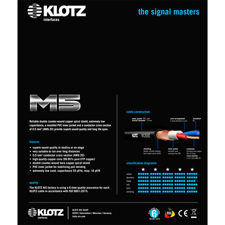 Câble M5 Pro XLR mâle/femelle 50m Klotz