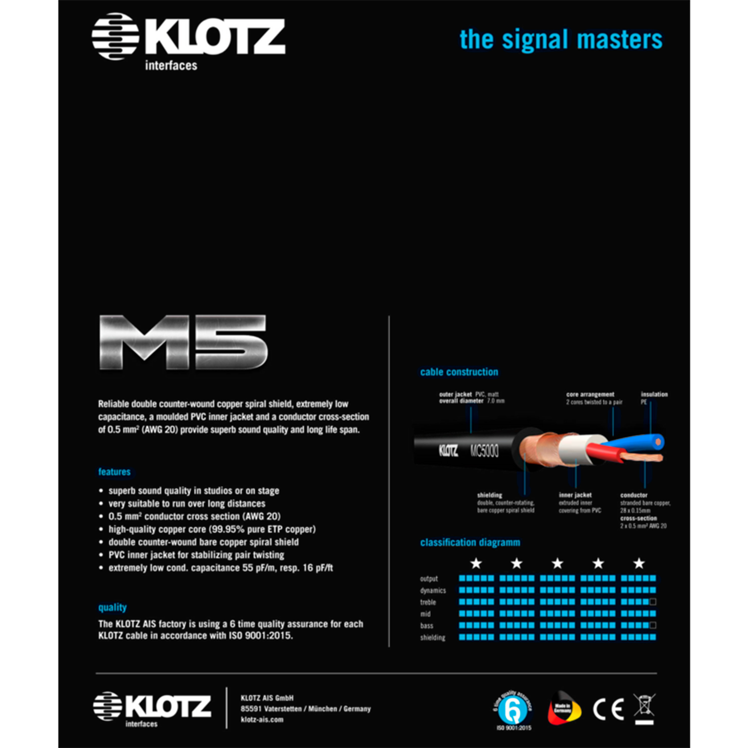 Klotz Câble M5 Pro XLR mâle/femelle 50m