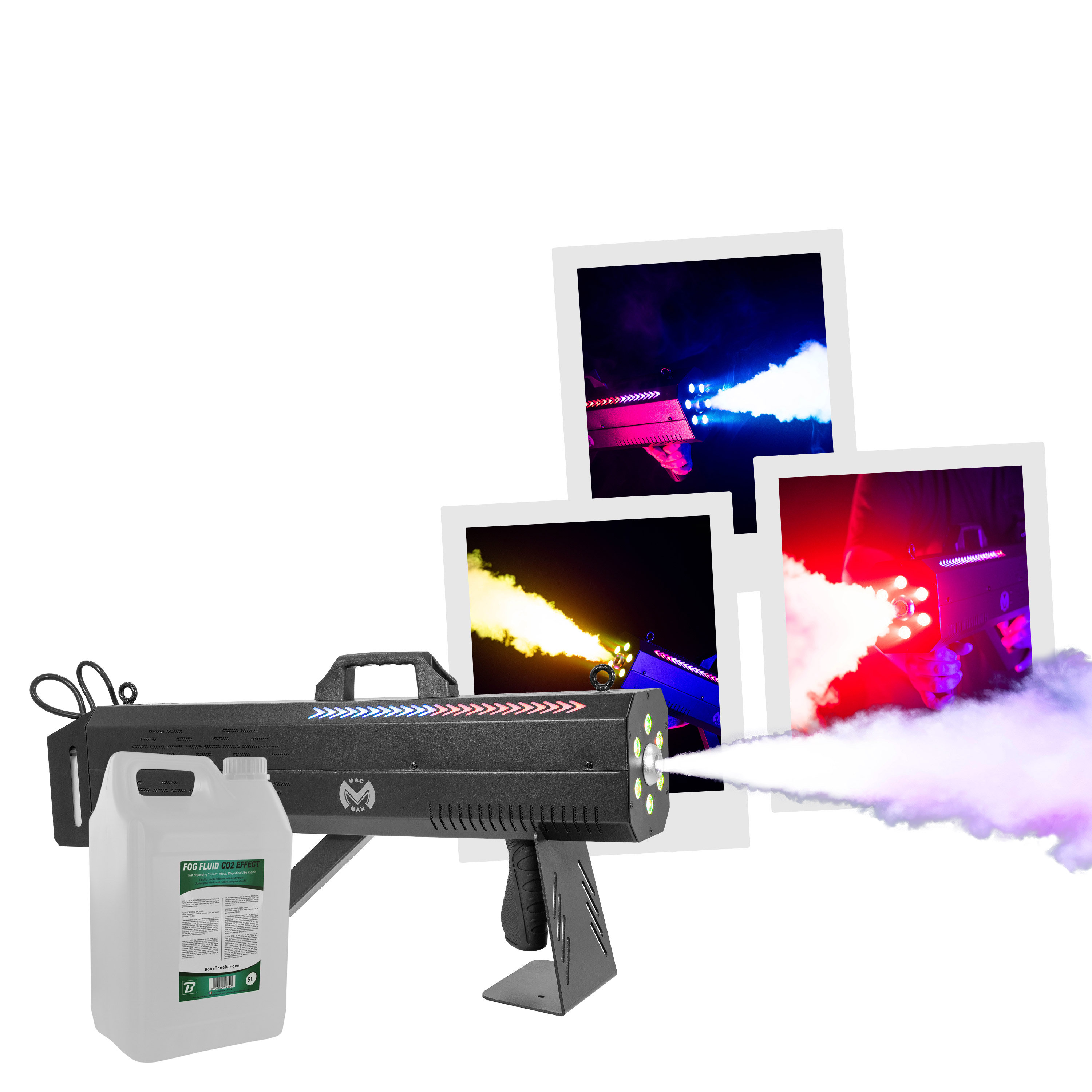 Mac Mah Fog Blaster 1500 RGB + Fog Fluid CO2 Effect 5L
