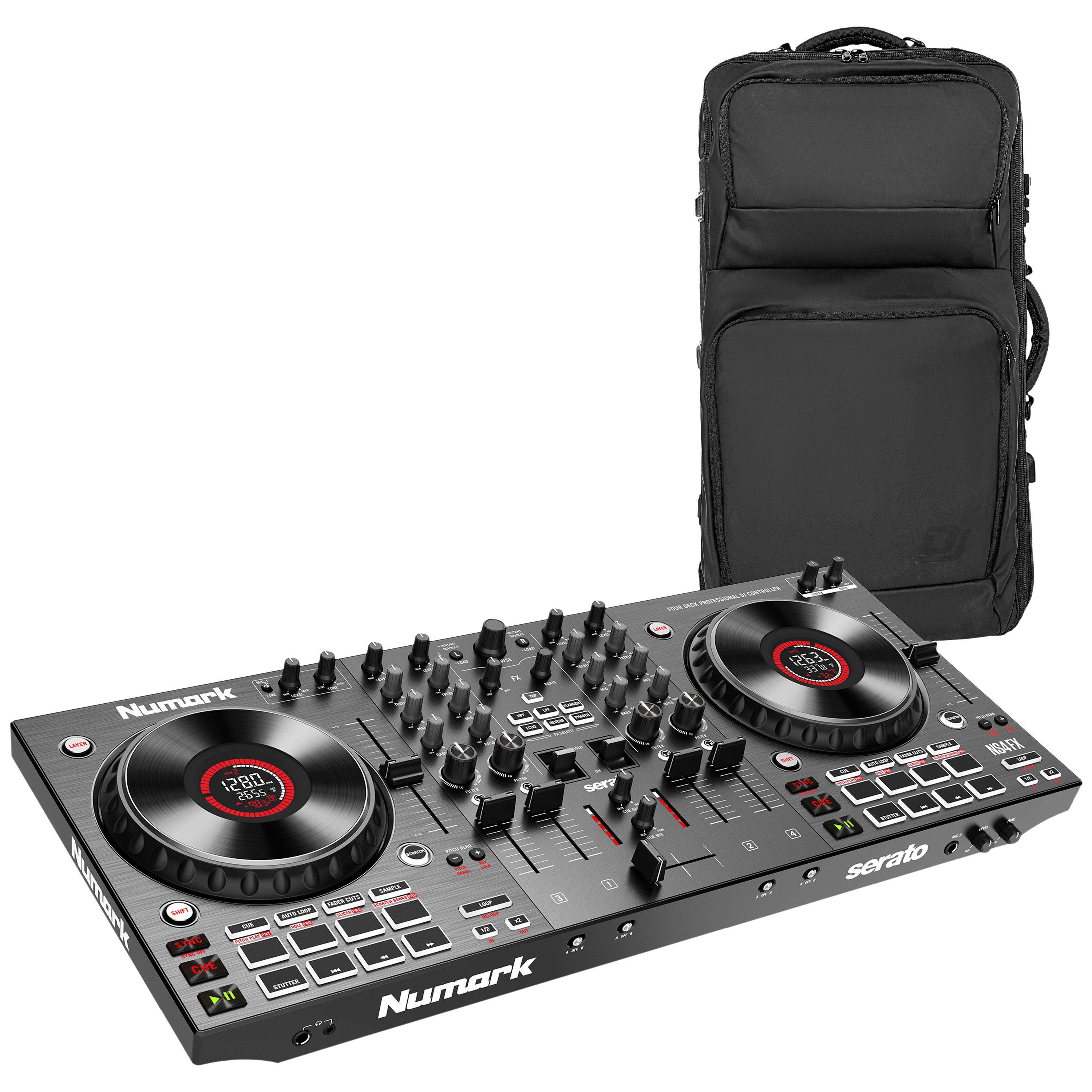 Numark NS4FX + K-Max MK2 Large 2/4 Channels DJ Controller Bag