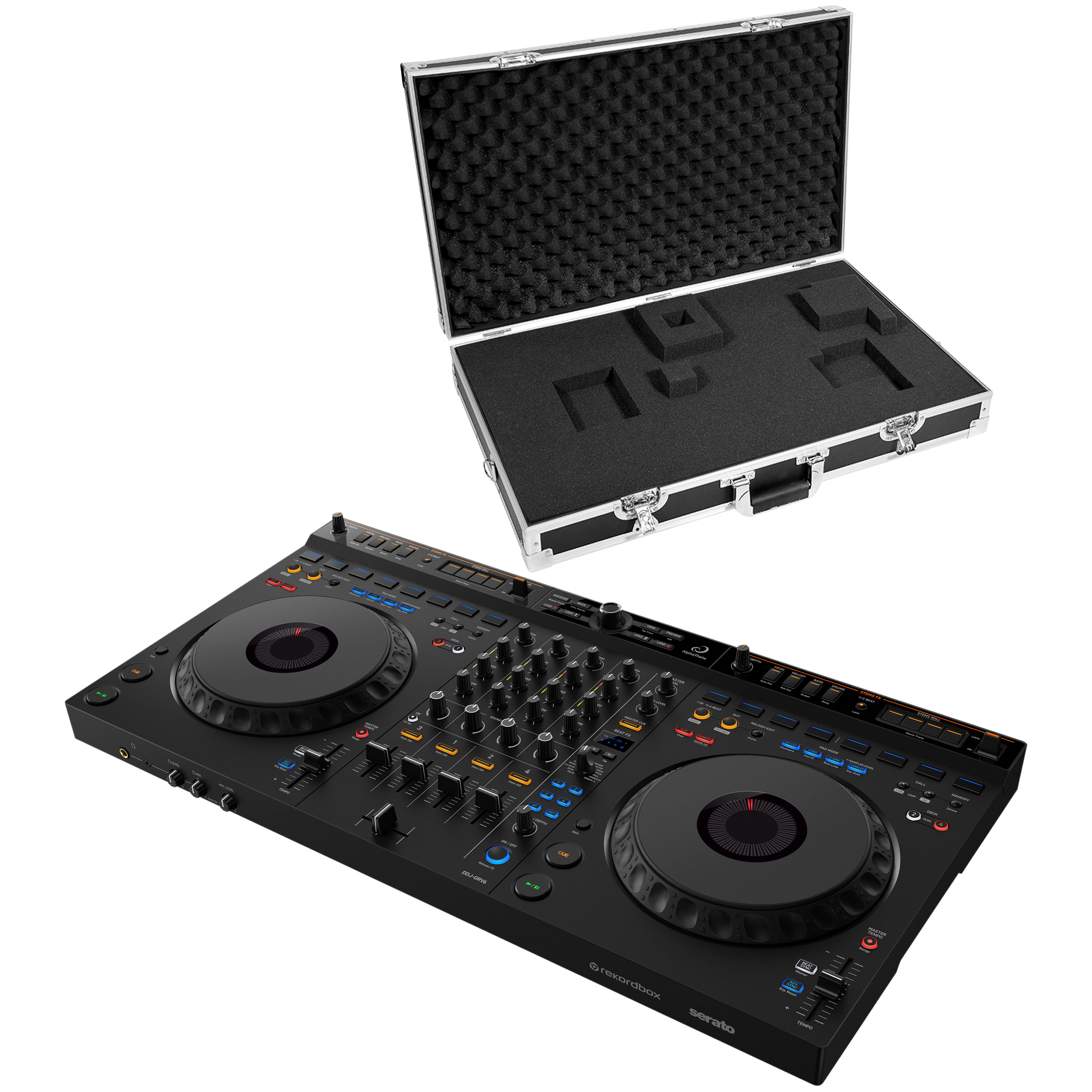 Pioneer DJ DDJ-GRV6 + Flight Control GRV6 Silver