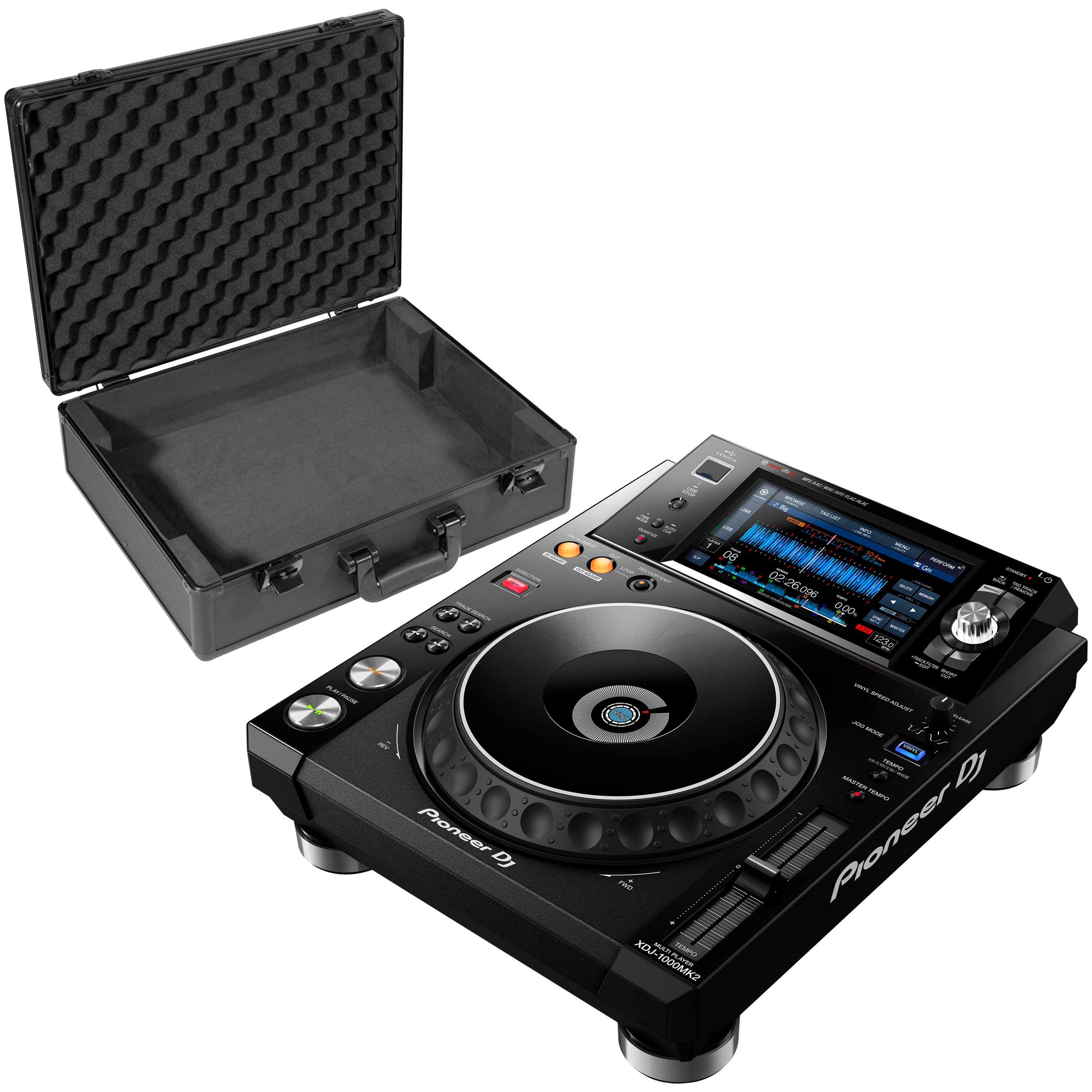 Pioneer DJ XDJ 1000 MK2 + Case L CDJ / DJM 12'' Black