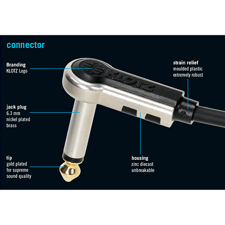 Câble PatchMaster Jacks mâles TS coudés 30 cm Klotz