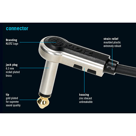 Câble PatchMaster Jacks mâles TS coudés 40 cm Klotz