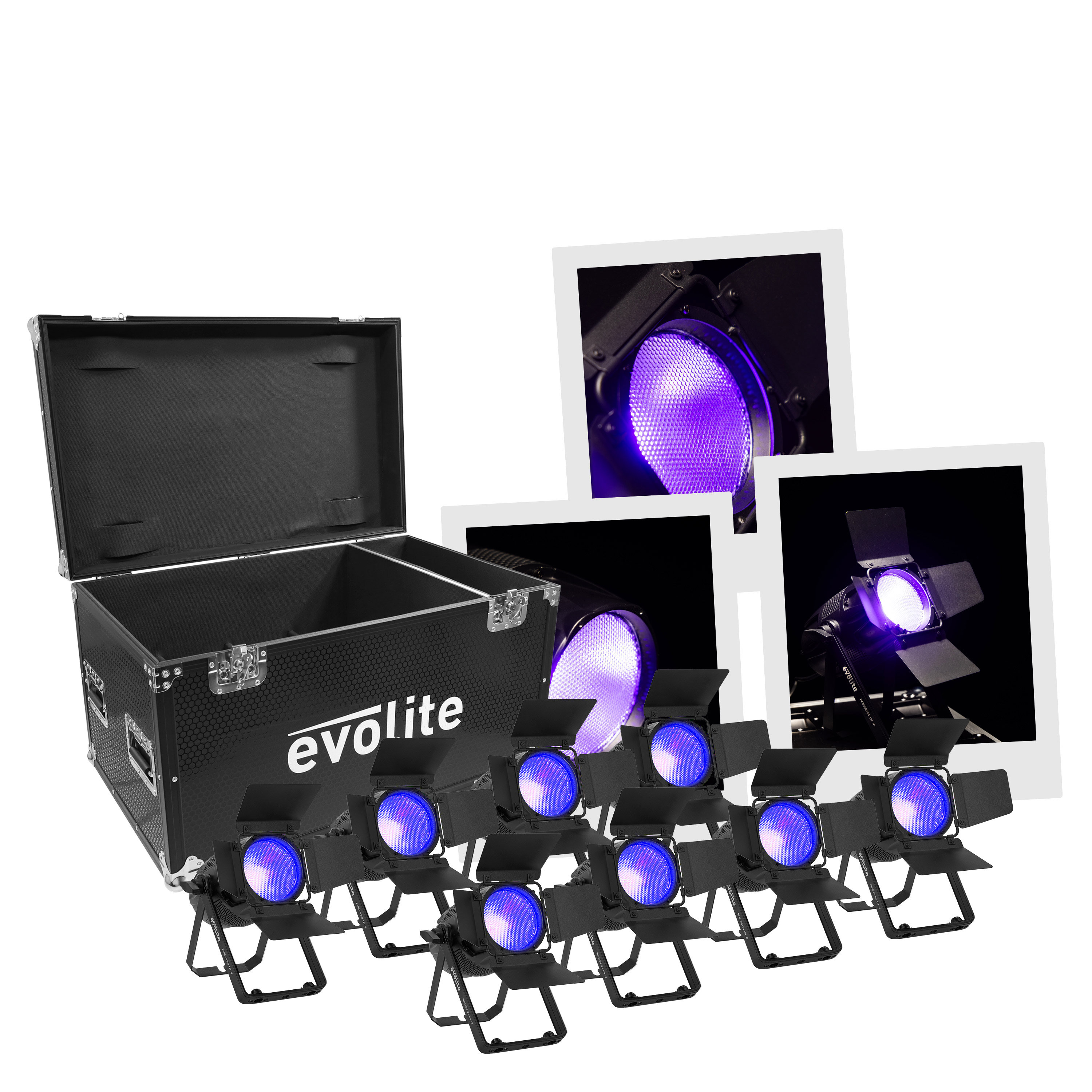 Evolite Pack PARCOB150 UV IP x8 + flight case