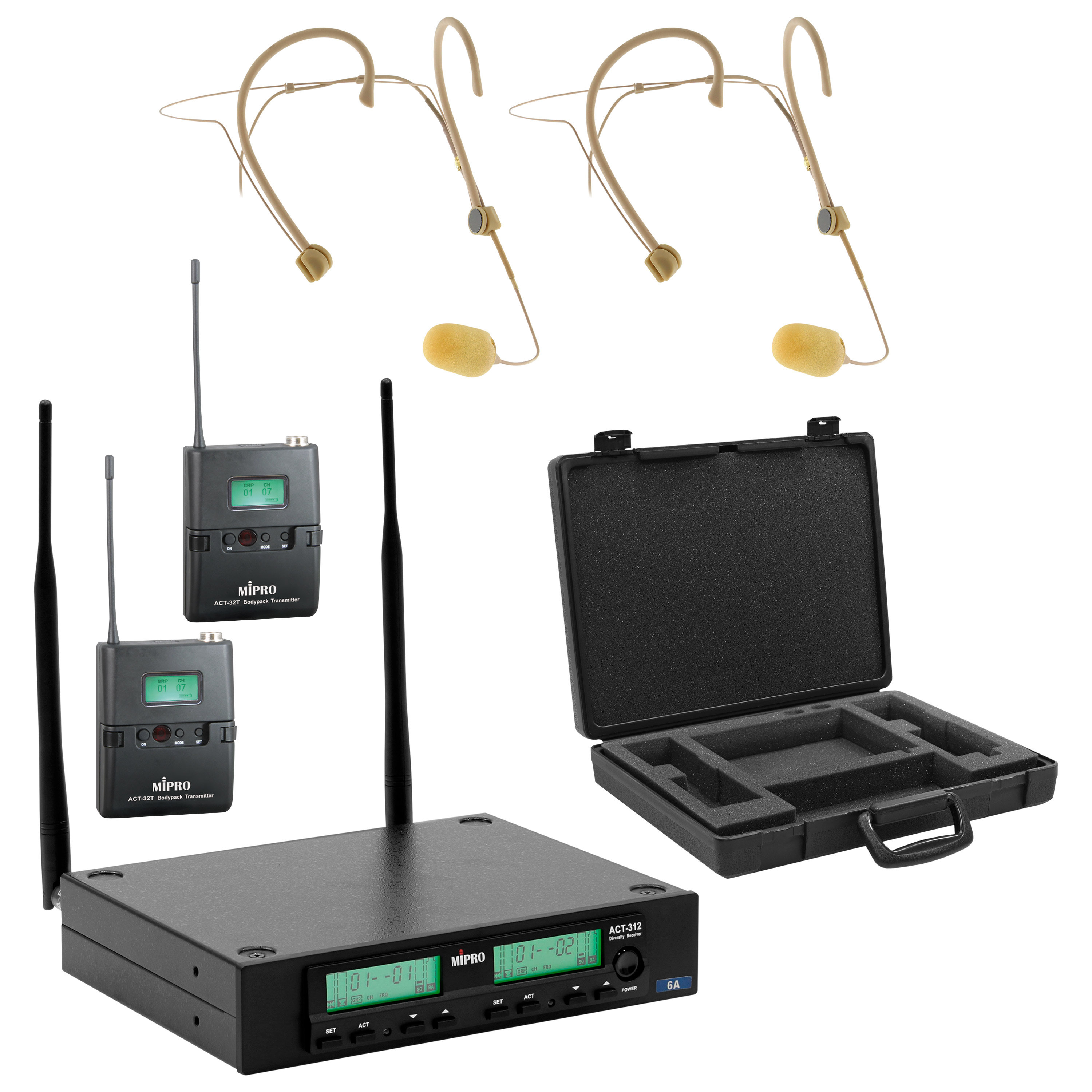 Mipro Pack Duo MU-210D + Récepteur + Duo ACT-32T Émetteur + Malette