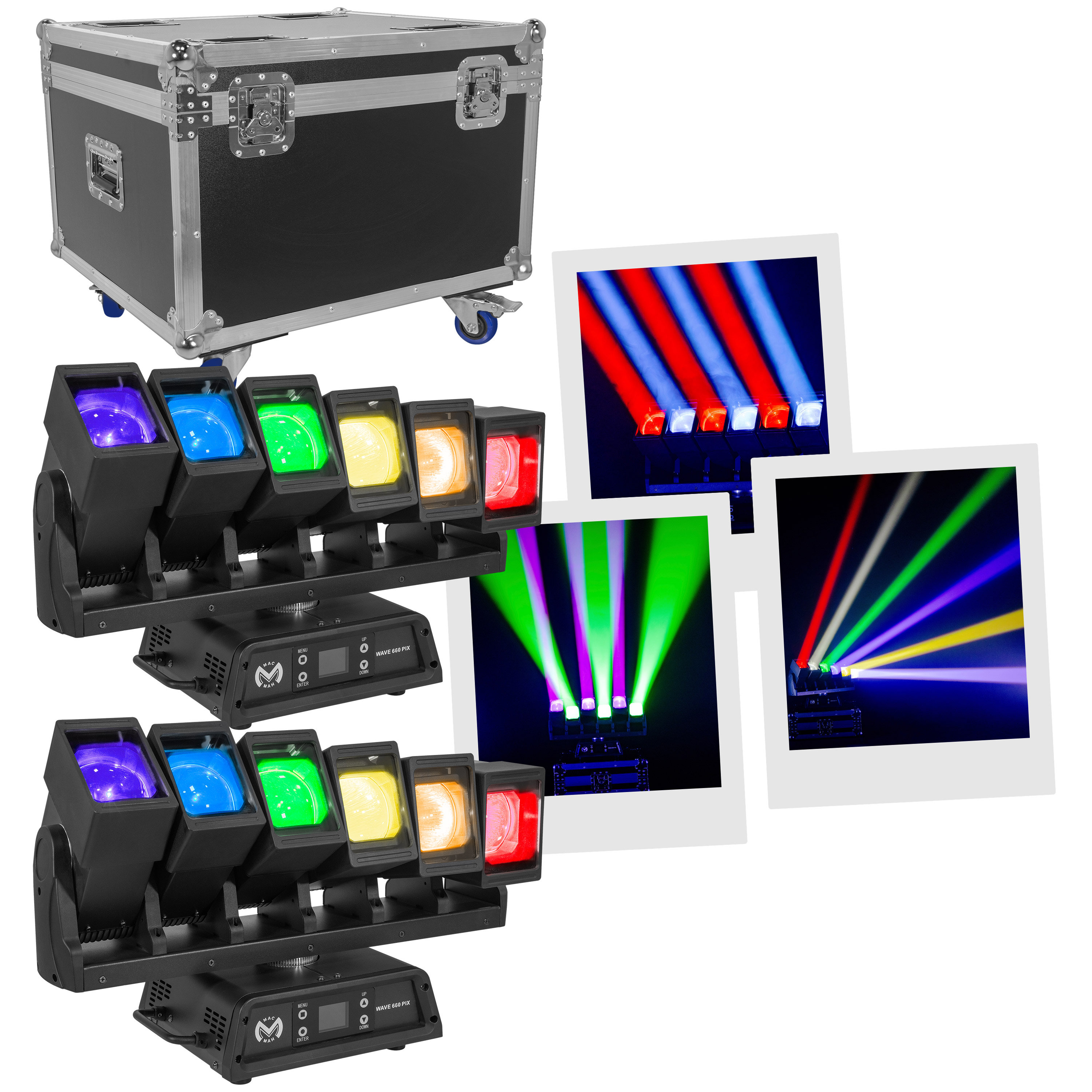 Mac Mah Pack Wave 660 Pix (la paire) + Flightcase 2in1