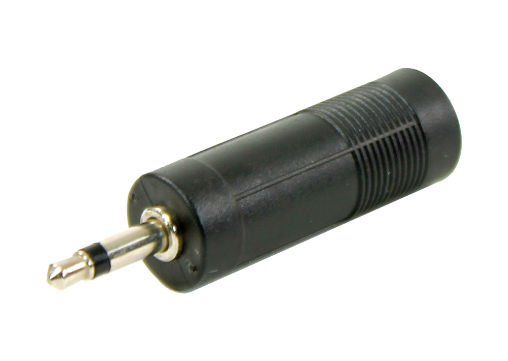 Plugger Adattatore Mini Jack Femmina/maschio Mono 3,5 Mm – 6,35 Mm, Connettore Metallico, Colore Nero, Singolo - 4