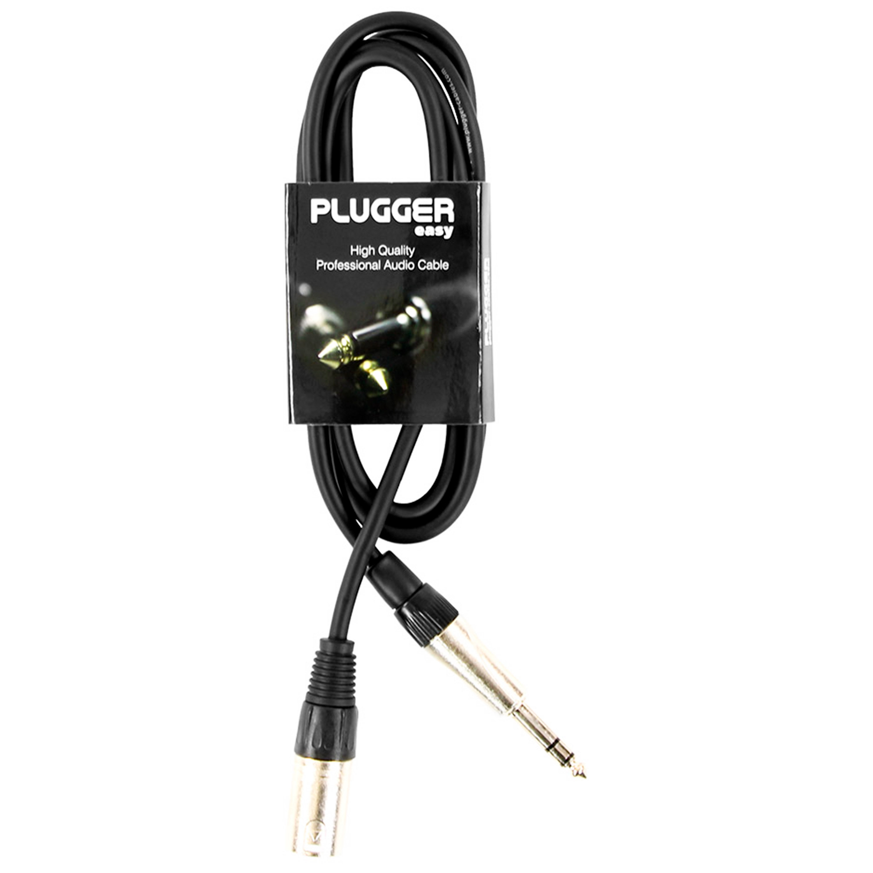 Plugger Câble XLR mâle 3b - Jack mâle stéréo 1,5m Easy