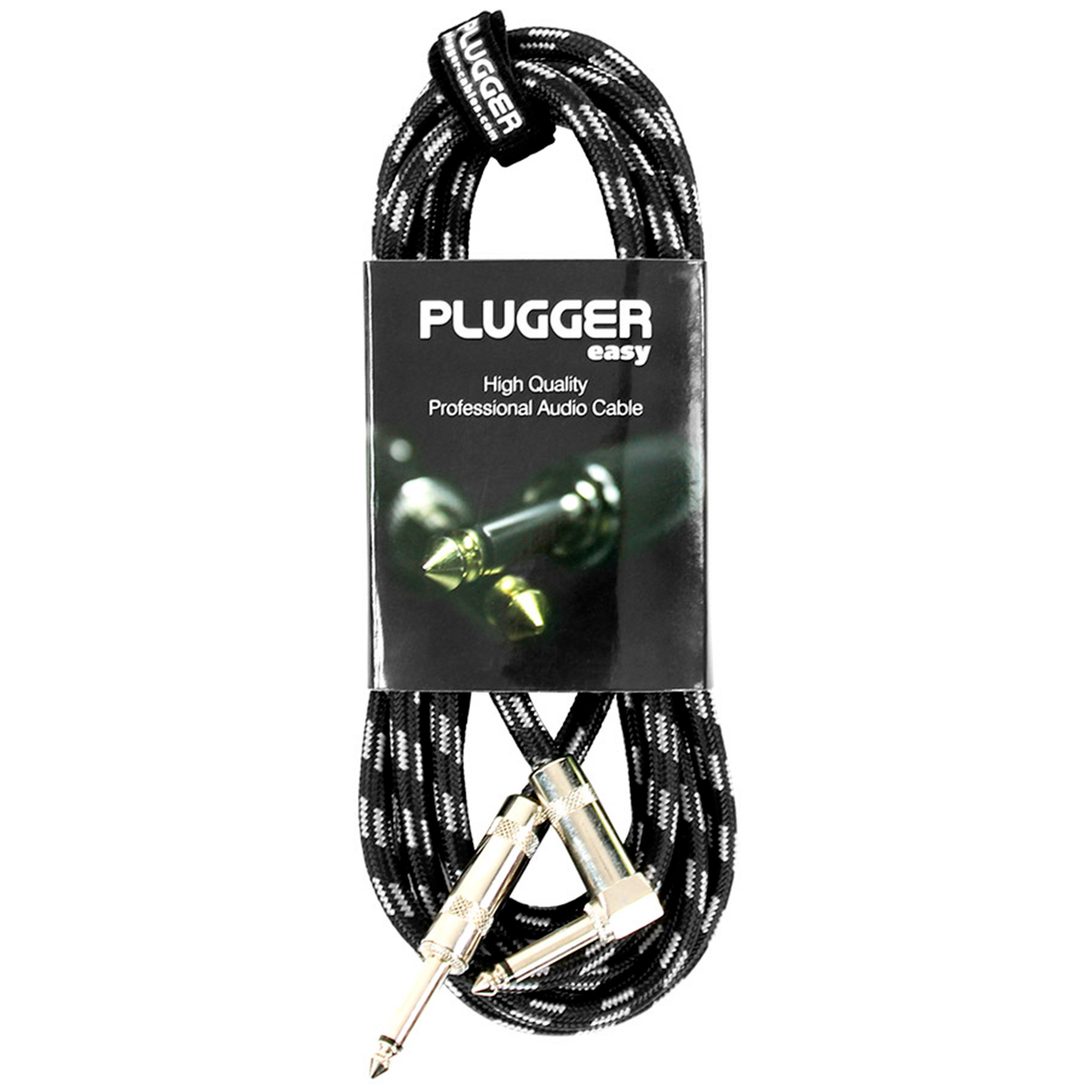 Plugger Câble Tweed Jack Mâle Mono - Jack Mâle Mono Coudé 3m Easy