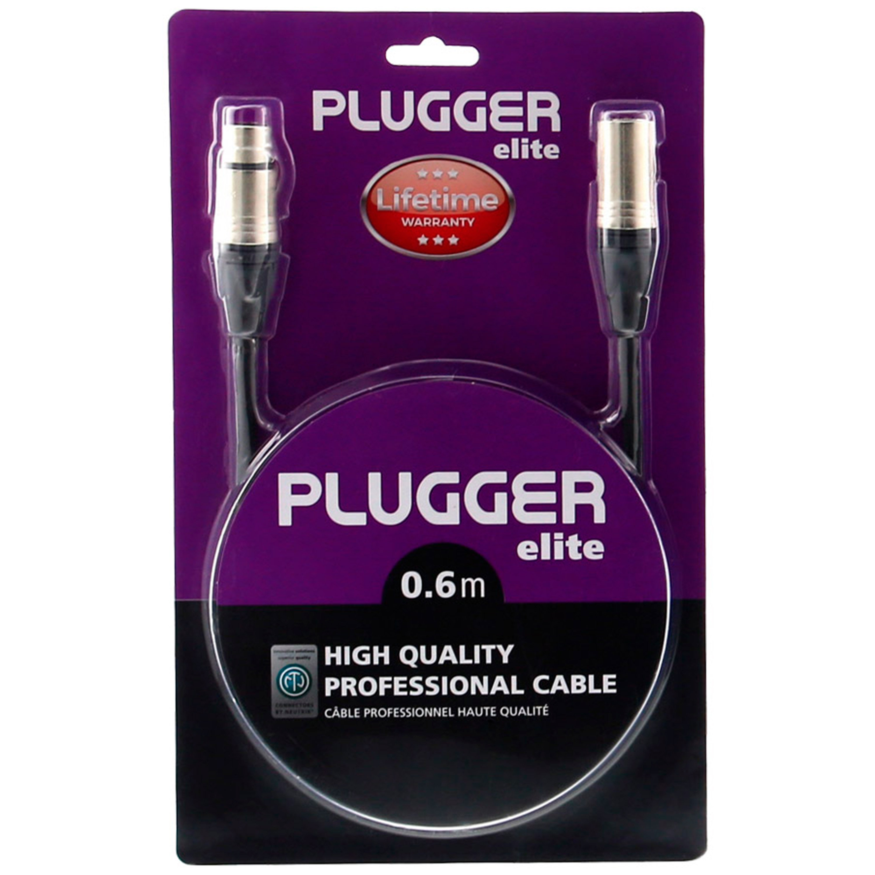 Plugger Câble XLR femelle 3b - XLR mâle 3b 0,60m Elite