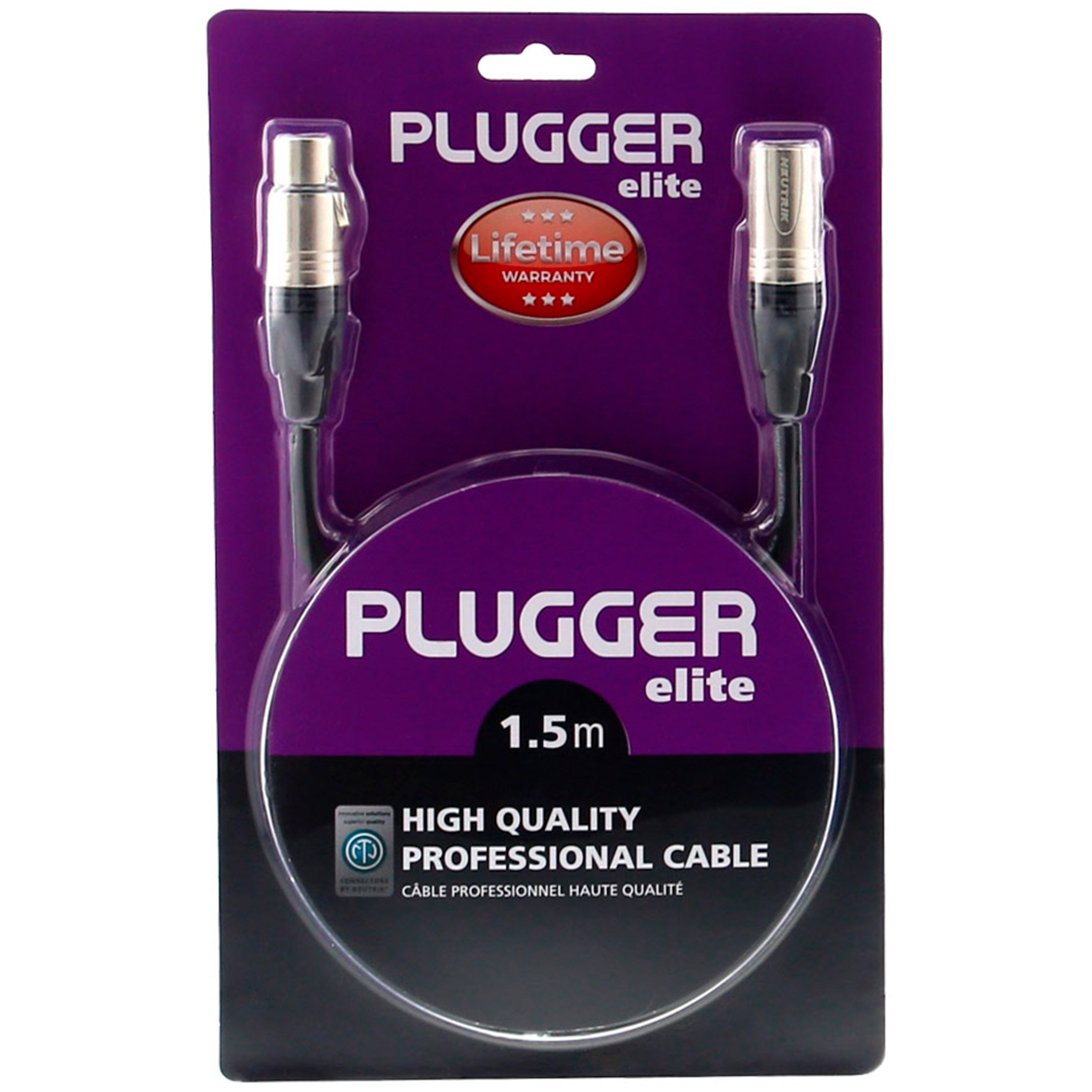 Plugger Câble XLR femelle 3b - XLR mâle 3b 1,50m Elite
