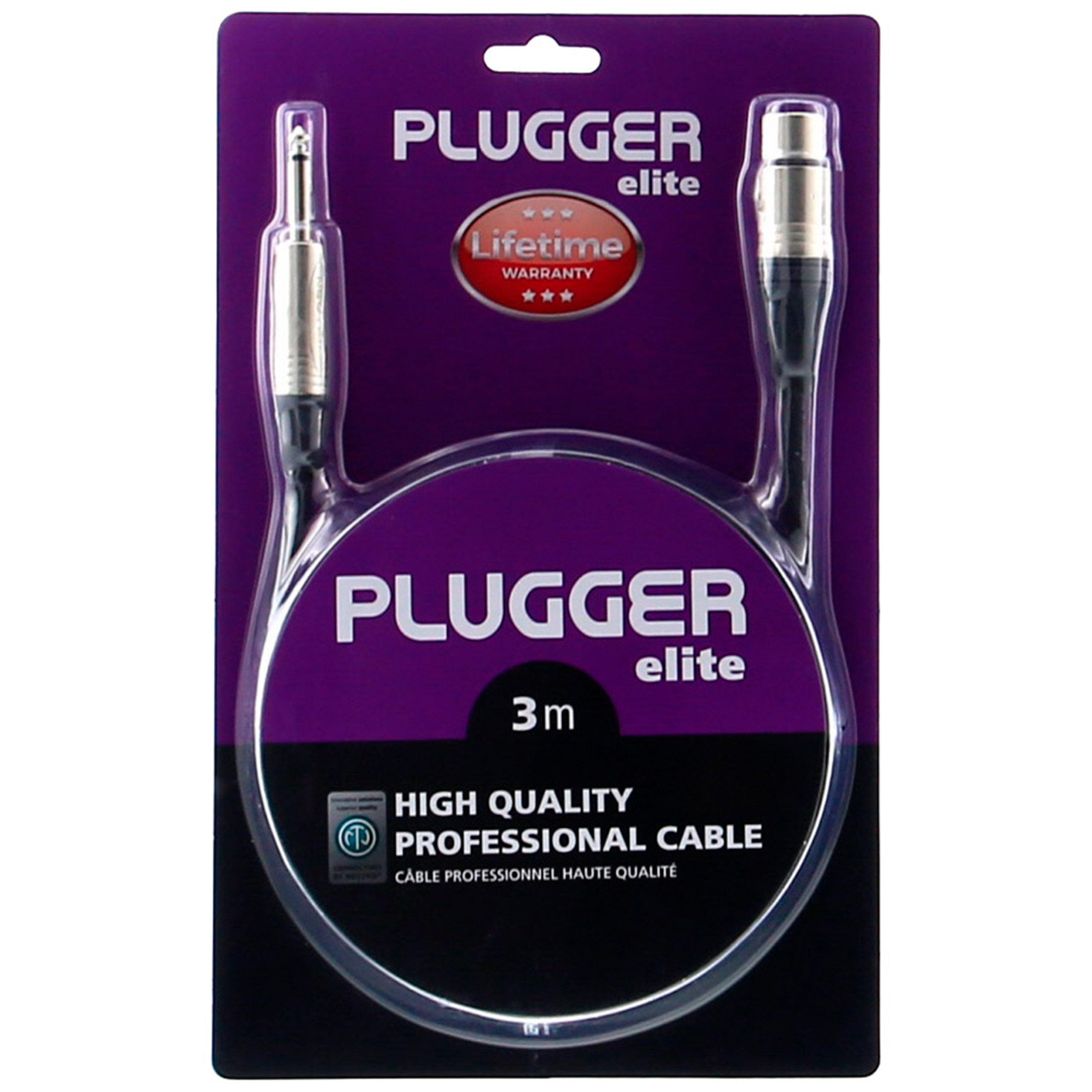 Plugger Câble XLR femelle 3b - Jack mâle mono 3m Elite