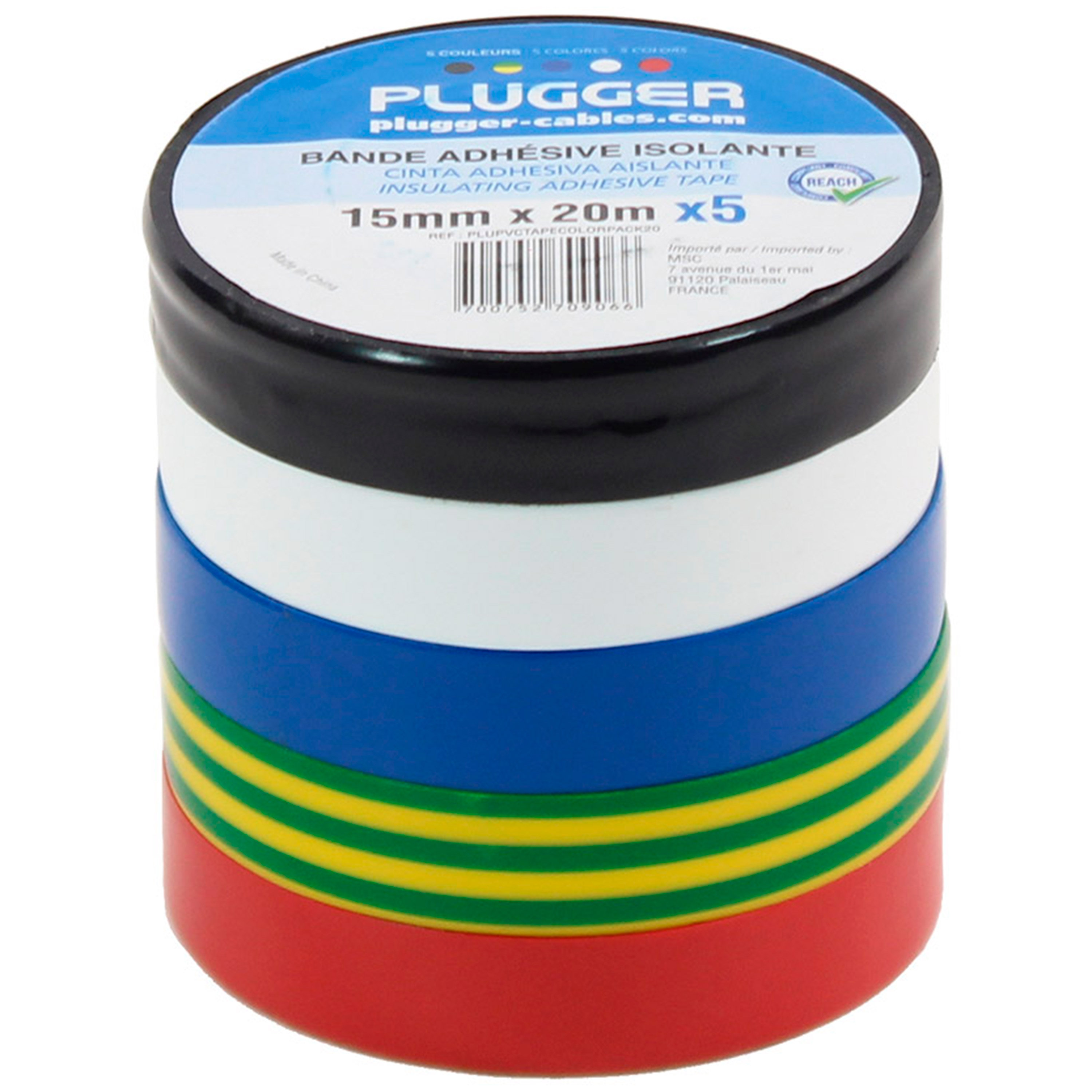 Plugger PVC Tape Color Pack 20 mètres