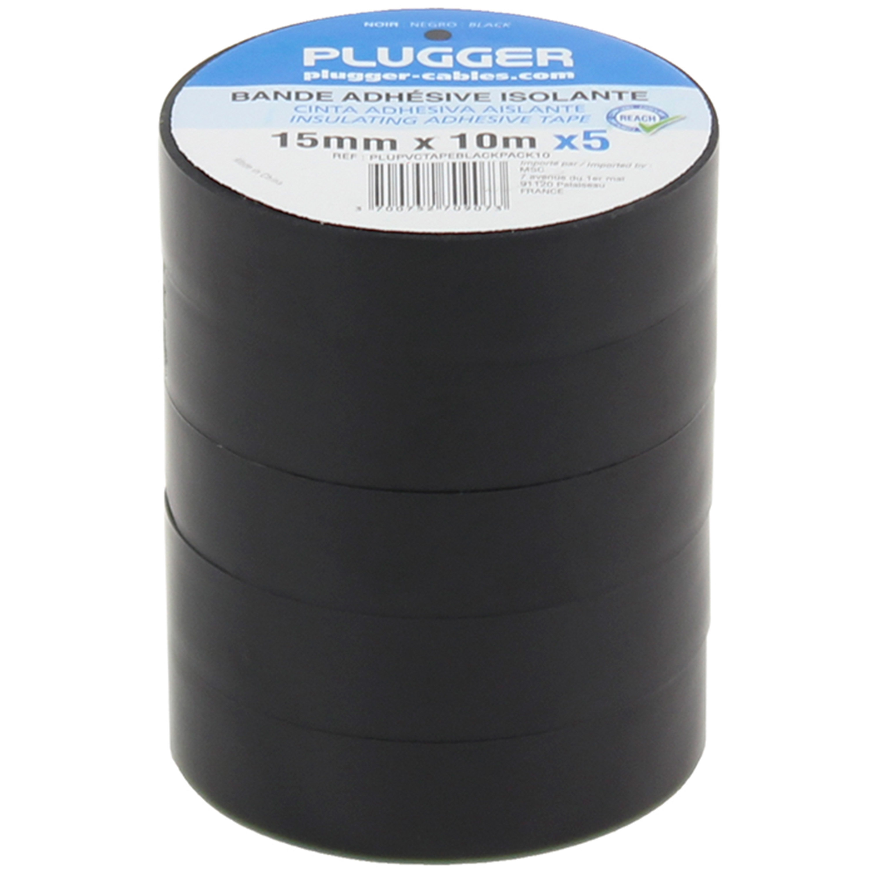 Plugger PVC Tape Black Pack 5x 10 mètres