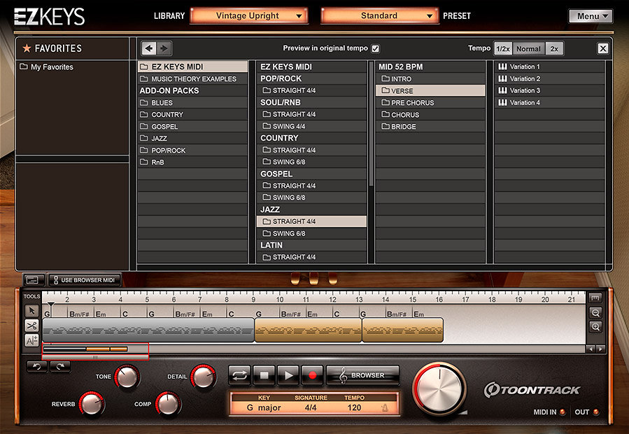 Vintage Upright EKX Toontrack