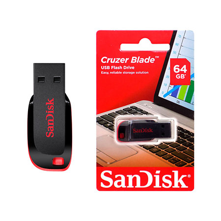 Clé USB 64Go - Marque Sandisk Cruzer Blade USB 2.0 Flash Drive