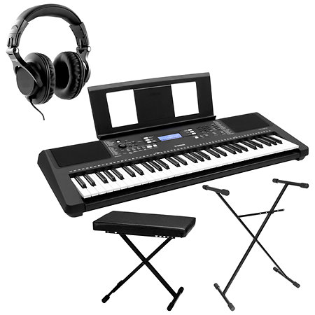 P-145 Black + Stand Clavier + Casque + Banquette Pliable Piano numérique  portable Yamaha