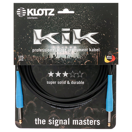 Câble KIK Jack TS mâle/mâle capuchons bleus,3m Klotz