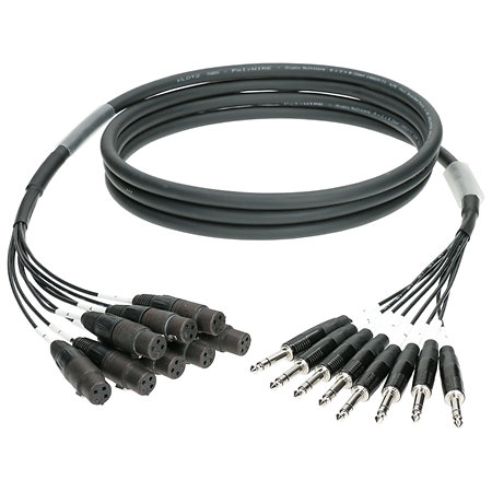 Câble multipaires loom 8 canaux analogiques 8x XLR Neutrik femelle - 8x Jack 6.35mm mâle 4m Klotz