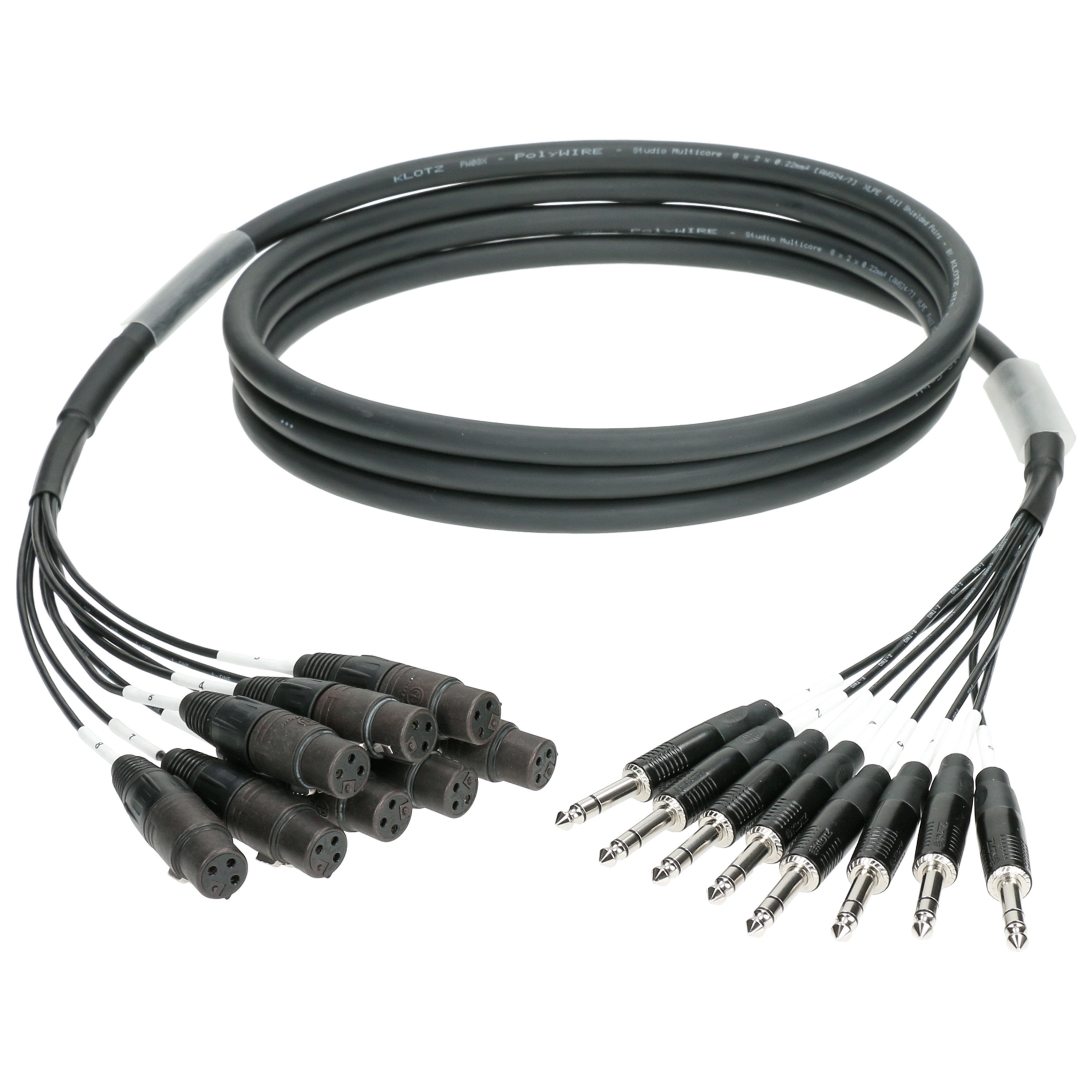 Klotz Câble multipaires loom 8 canaux analogiques 8x XLR Neutrik femelle - 8x Jack 6.35mm mâle 4m