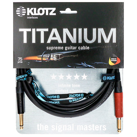 Câble Titanium Jack TS mâle/mâle Neutrik silentPLUG, 3m Klotz