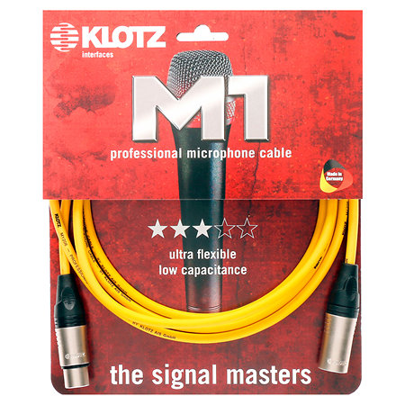 Câble M1 Pro XLR mâle/femelle jaune, 2m Klotz