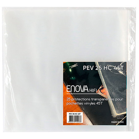 PEV 25 HC 45T Protection Pochette Vinyle High Clear 45T (lot de 25) :  Feutrines et Accessoires Vinyle Enova Hifi - Univers Sons